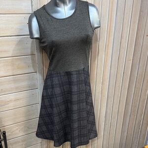 Loveappella Gray and Black Plaid Mini Dress